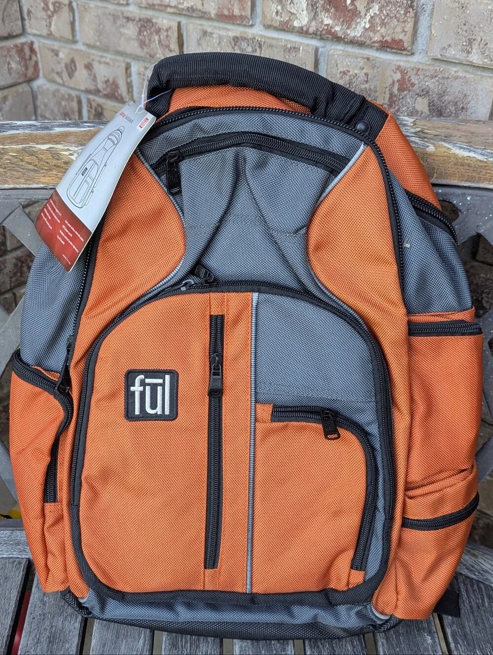 Fūl Orange and Gray Backpack - Durable Travel & Work Bag